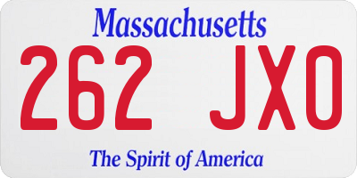 MA license plate 262JX0