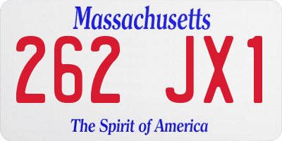 MA license plate 262JX1