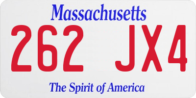 MA license plate 262JX4