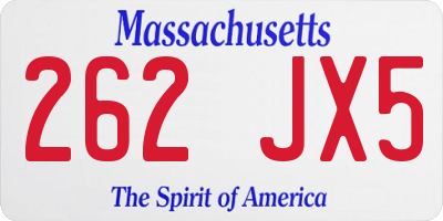 MA license plate 262JX5