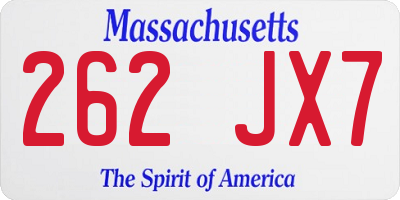 MA license plate 262JX7