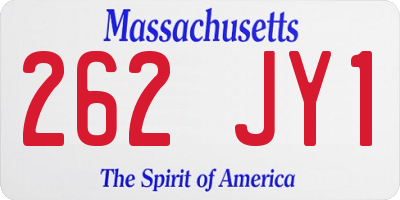 MA license plate 262JY1