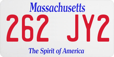 MA license plate 262JY2
