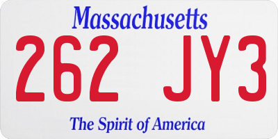 MA license plate 262JY3