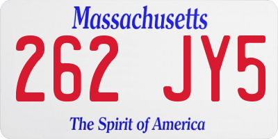 MA license plate 262JY5