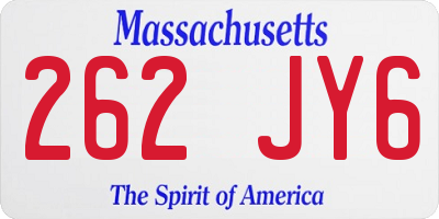 MA license plate 262JY6