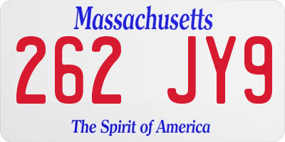 MA license plate 262JY9