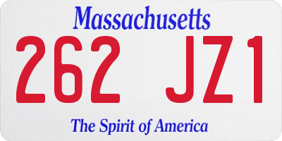 MA license plate 262JZ1