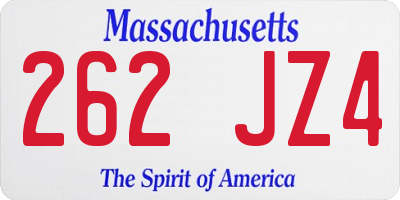 MA license plate 262JZ4