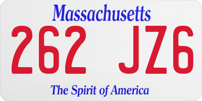 MA license plate 262JZ6