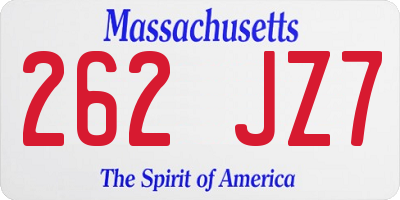 MA license plate 262JZ7