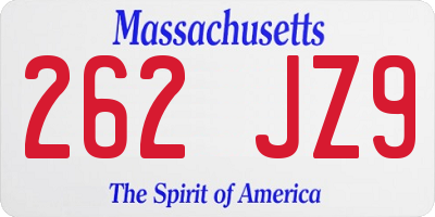 MA license plate 262JZ9