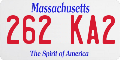 MA license plate 262KA2