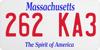 MA license plate 262KA3
