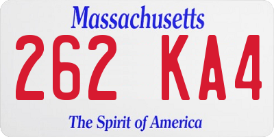 MA license plate 262KA4