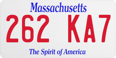 MA license plate 262KA7