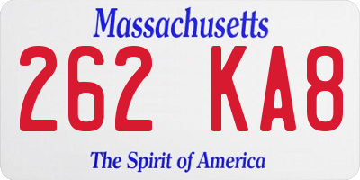 MA license plate 262KA8