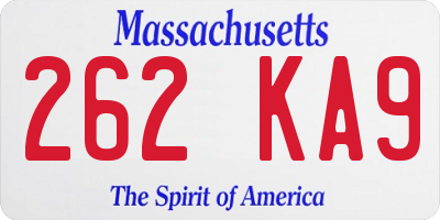 MA license plate 262KA9