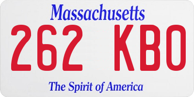 MA license plate 262KB0