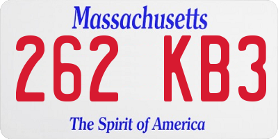 MA license plate 262KB3