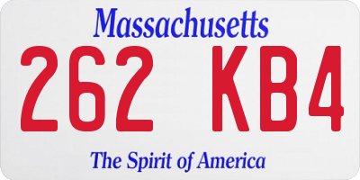 MA license plate 262KB4