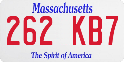 MA license plate 262KB7