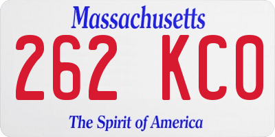 MA license plate 262KC0