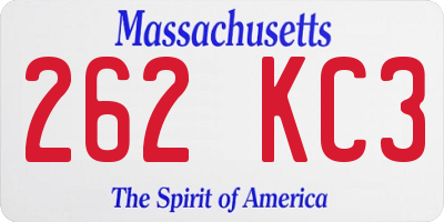 MA license plate 262KC3