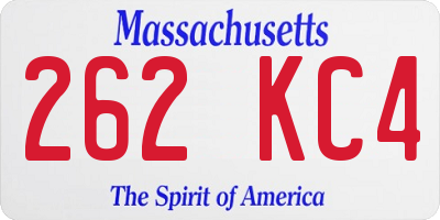 MA license plate 262KC4