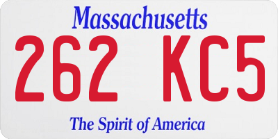 MA license plate 262KC5