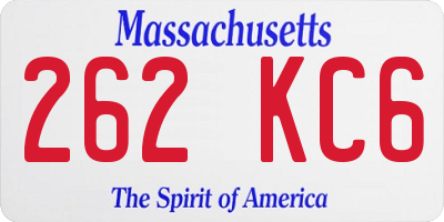 MA license plate 262KC6