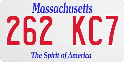 MA license plate 262KC7