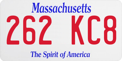 MA license plate 262KC8