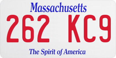 MA license plate 262KC9