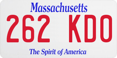 MA license plate 262KD0