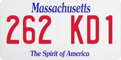 MA license plate 262KD1