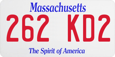 MA license plate 262KD2