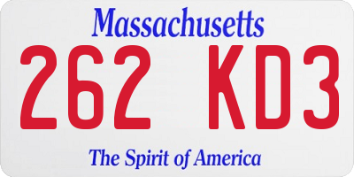 MA license plate 262KD3