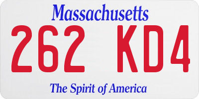 MA license plate 262KD4