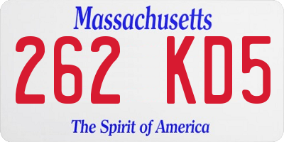 MA license plate 262KD5