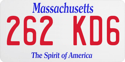 MA license plate 262KD6