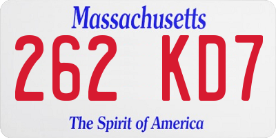 MA license plate 262KD7