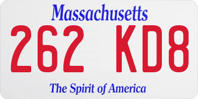 MA license plate 262KD8
