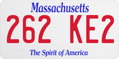 MA license plate 262KE2