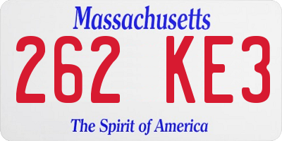 MA license plate 262KE3