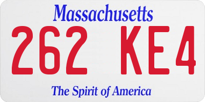 MA license plate 262KE4