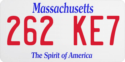 MA license plate 262KE7