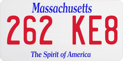MA license plate 262KE8