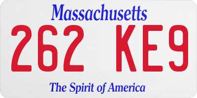 MA license plate 262KE9