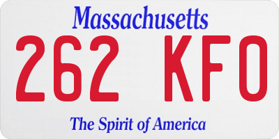 MA license plate 262KF0